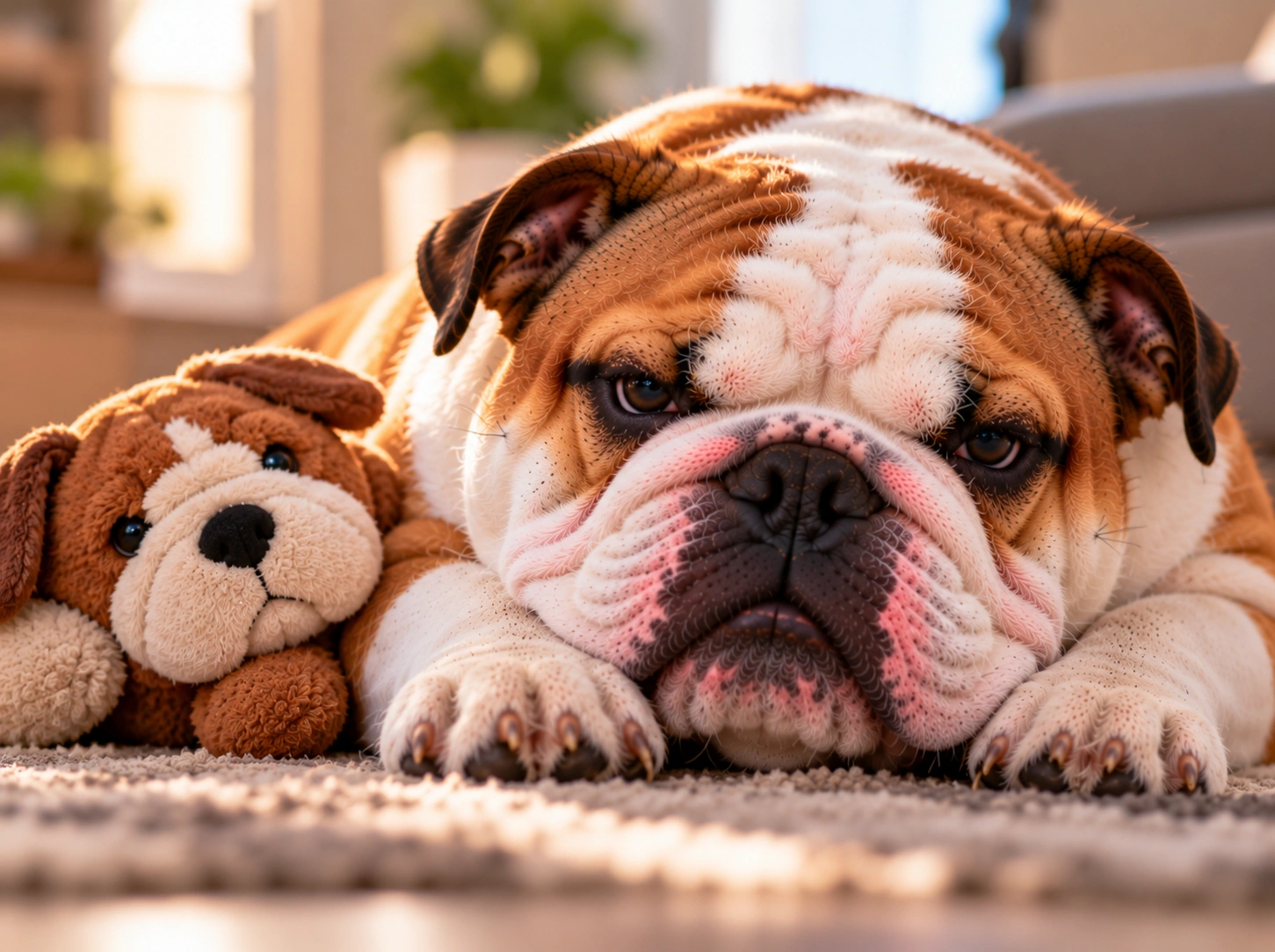 Bulldog Rabugento e Seu Amiguinho de Pelúcia