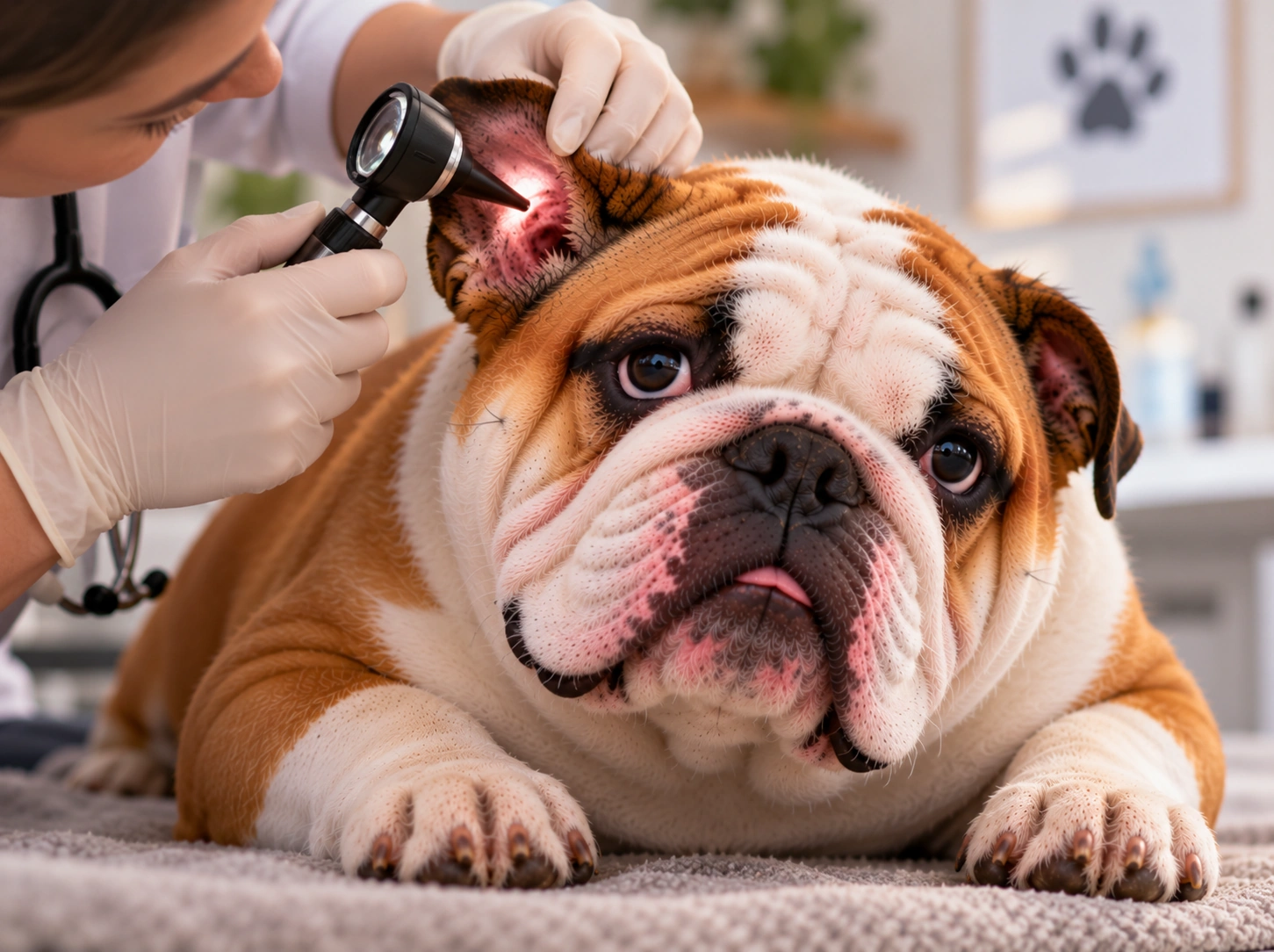 Exame Veterinário de Bulldog Inglés